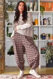 Jasper Plaid Brushed Cotton Shelby Barrel Pant Burgundy